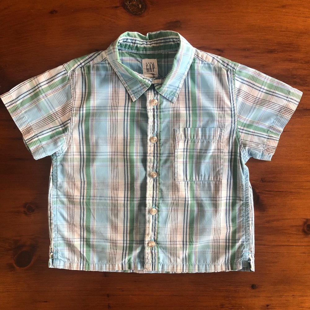 Baby Gap Multi-Plaid Short Sleeve Button Down Shirt